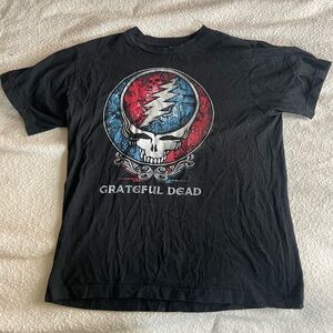 Grateful Dead Black Tee with Red & Blue Lightning Skull
